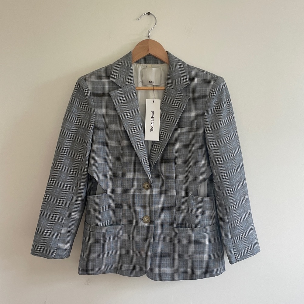 Tibi Blazer Cooper Plaid Check Blazer